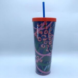 Starbucks 2020 Blue Floral 24oz Double Walled Tumbler